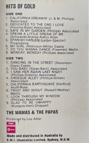 The Mamas And The Papas* : Hits Of Gold (Cass, Comp)