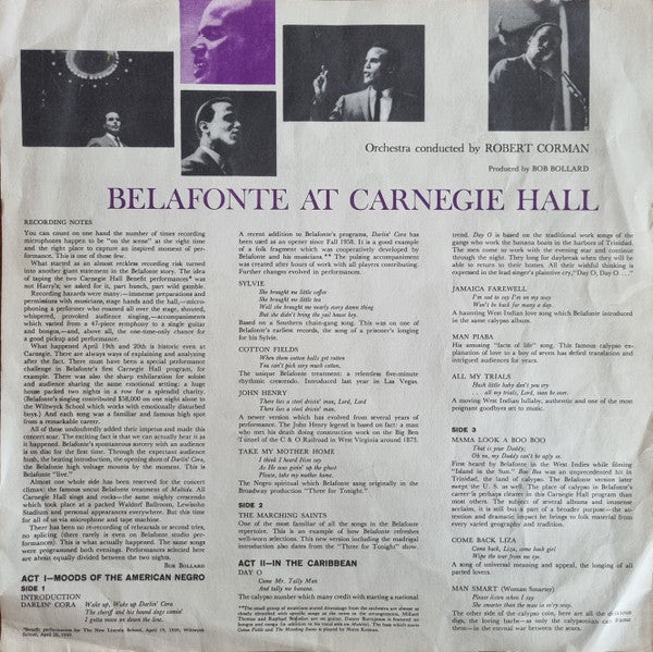 Harry Belafonte : Belafonte At Carnegie Hall - The Complete Concert (2xLP, Mono + Box)