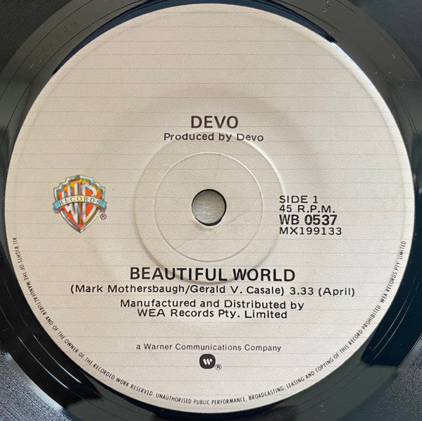 Devo : Beautiful World (7", Single)