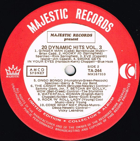 Various : 20 Dynamic Hits Vol.3 (LP, Album, Comp, Ltd)