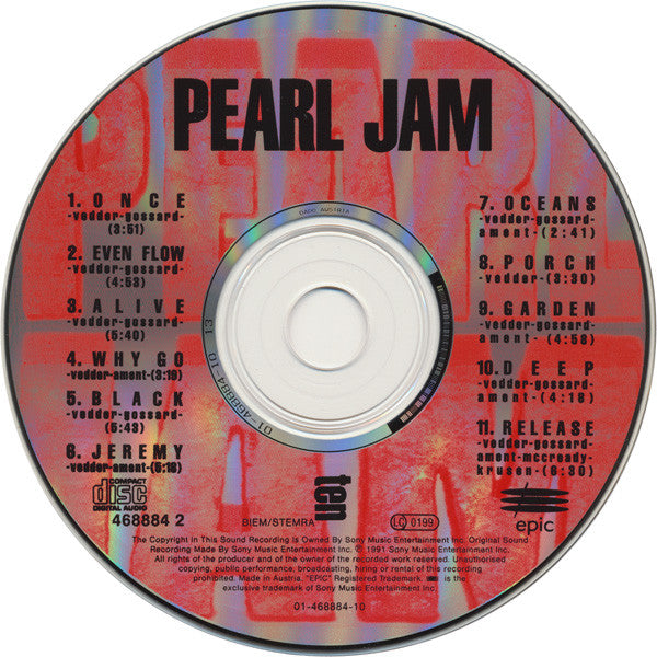 Pearl Jam : Ten (CD, Album, RE, DAD)