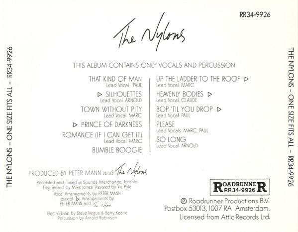 The Nylons : One Size Fits All (CD, Album, RE)