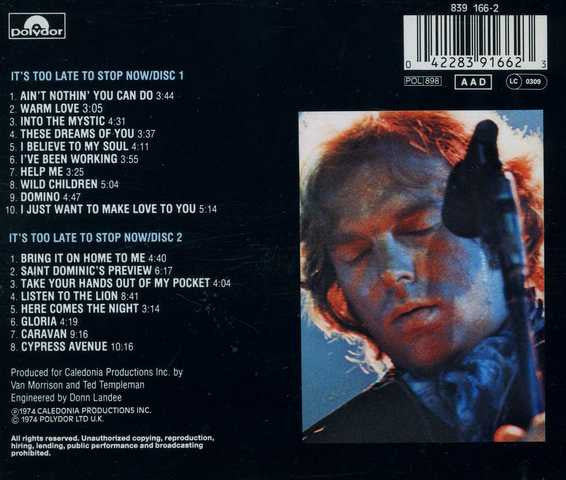 Van Morrison : It's Too Late To Stop Now (2xCD, Album, RE, PRS)