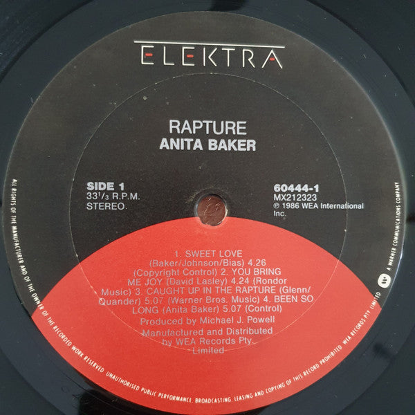 Anita Baker : Rapture (LP, Album)