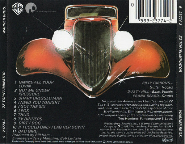 ZZ Top : Eliminator (CD, Album, RE, Tar)