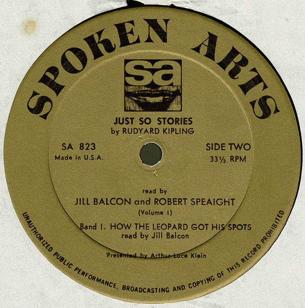 Rudyard Kipling Read By Jill Balcon and Robert Speaight : Just So Stories By Rudyard Kipling, Volume One (LP)