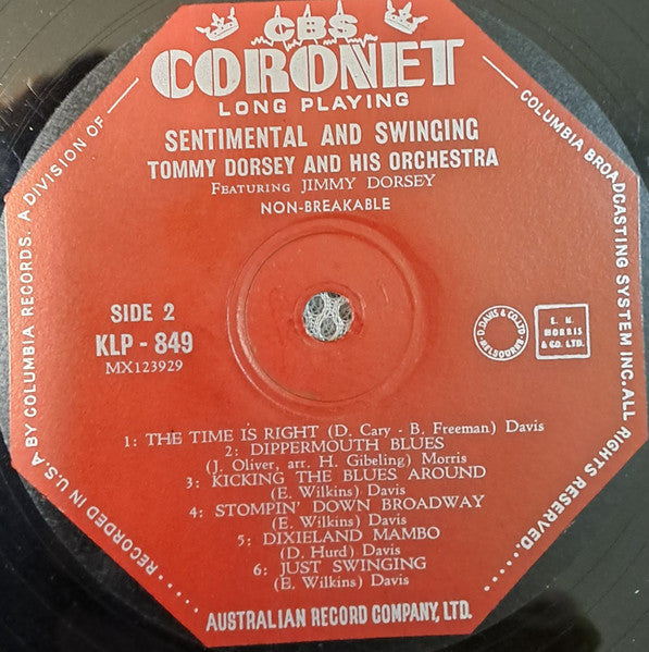 Tommy Dorsey And His Orchestra Featuring Jimmy Dorsey : Sentimental And Swinging (LP, Mono)