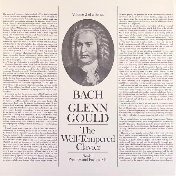 Johann Sebastian Bach - Glenn Gould : The Well-Tempered Clavier, Book I, Preludes And Fugues 9-16 (LP, Album, RP)