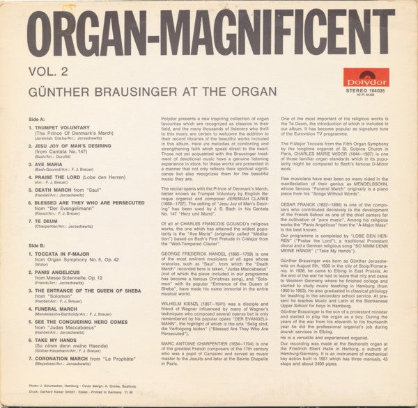 Günther Brausinger : Organ Magnificent Vol. II (LP)