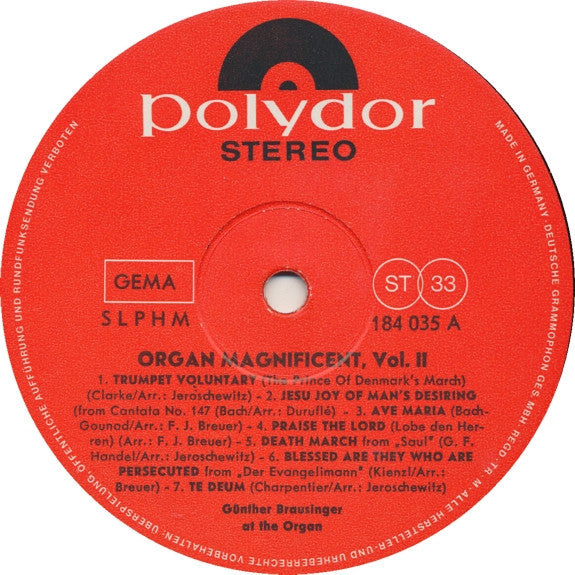 Günther Brausinger : Organ Magnificent Vol. II (LP)