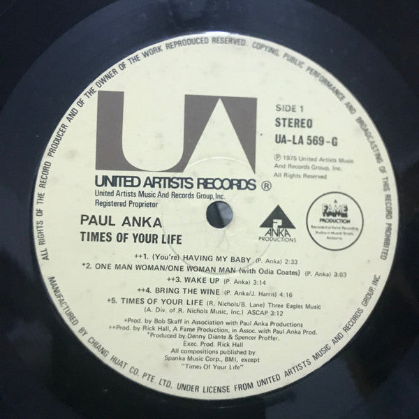 Paul Anka : Times Of Your Life (LP)