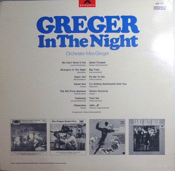 Max Greger Und Sein Orchester : Greger In The Night (LP, Album)