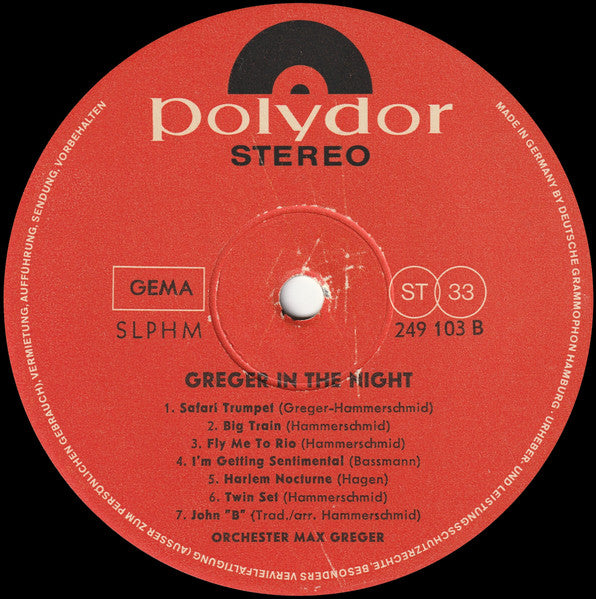 Max Greger Und Sein Orchester : Greger In The Night (LP, Album)