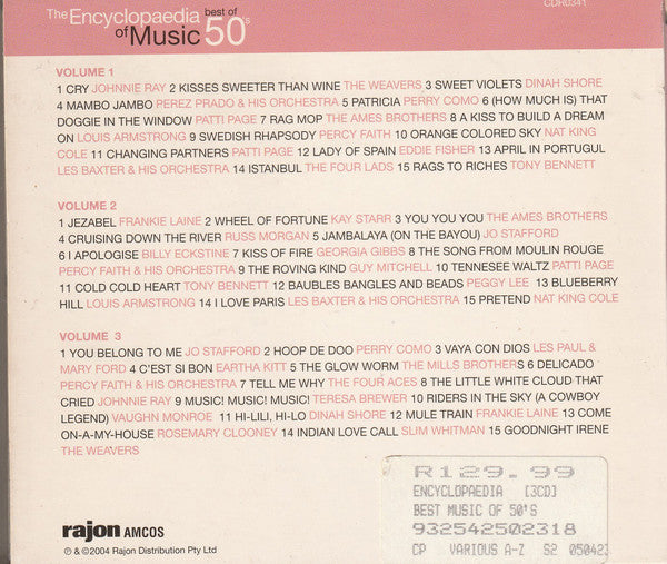 Various : The Encyclopaedia Of Music Best Of 50's (3xCD, Comp)
