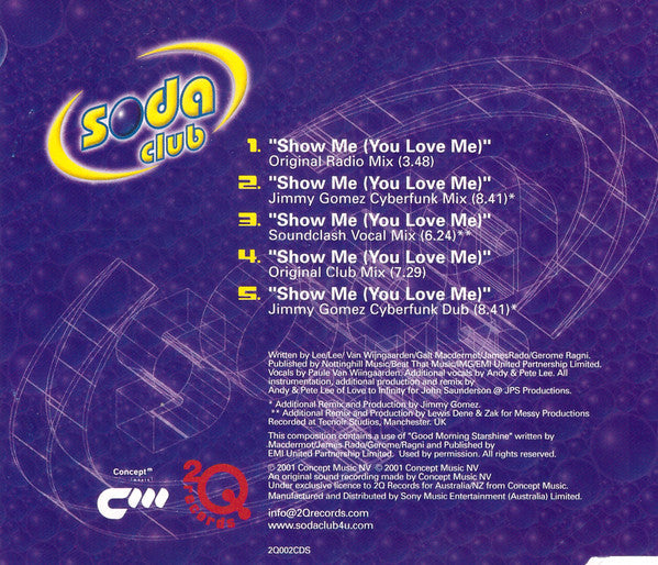 Soda Club : Show Me (You Love Me) (CD, Single)