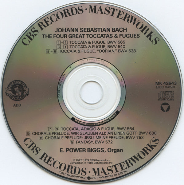 Bach* - E. Power Biggs : The Four Great Toccatas & Fugues (CD, Comp, RE)