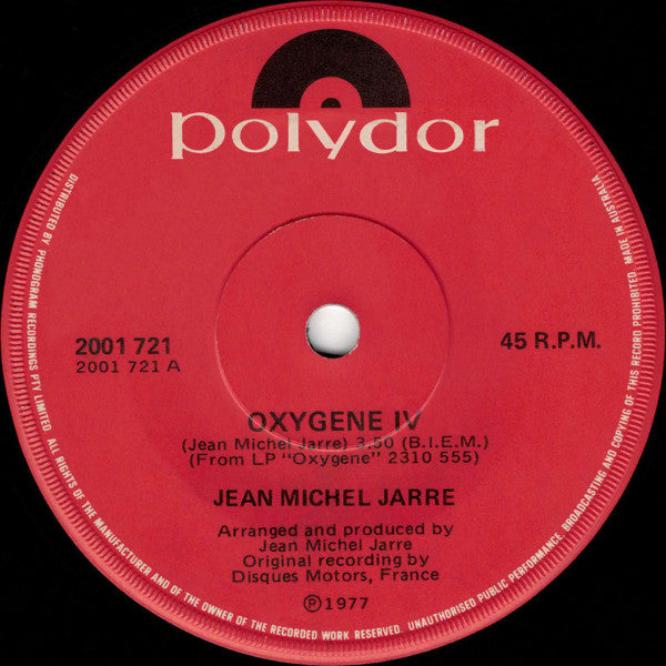 Jean-Michel Jarre : Oxygene IV (7", Single)