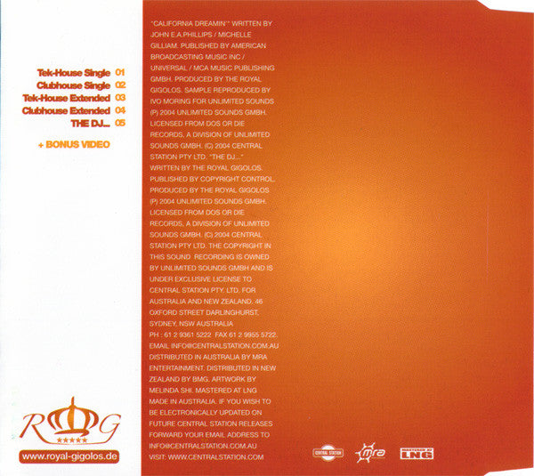 Royal Gigolos : California Dreamin' (CD, Maxi, Enh)