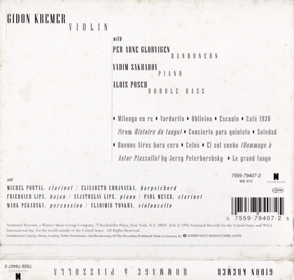 Gidon Kremer • Piazzolla* : Hommage À Piazzolla (CD, Album)