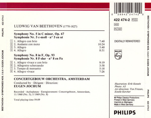 Ludwig van Beethoven ‎– Concertgebouworkest, Eugen Jochum : Symphonies Nos. 5 & 8 (CD, Comp)