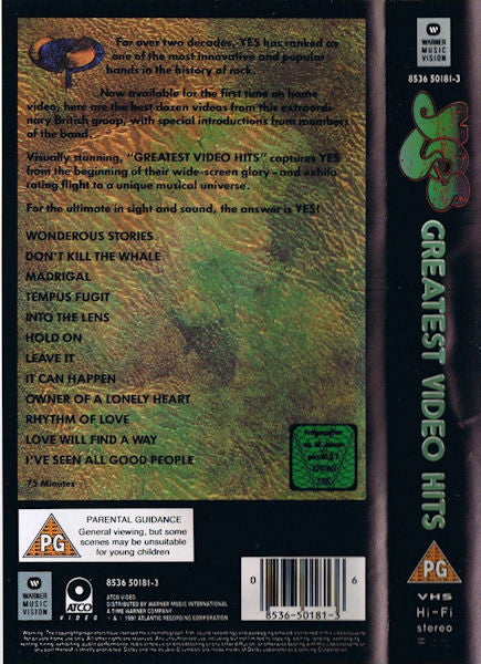 Yes : Greatest Video Hits (VHS, PAL)
