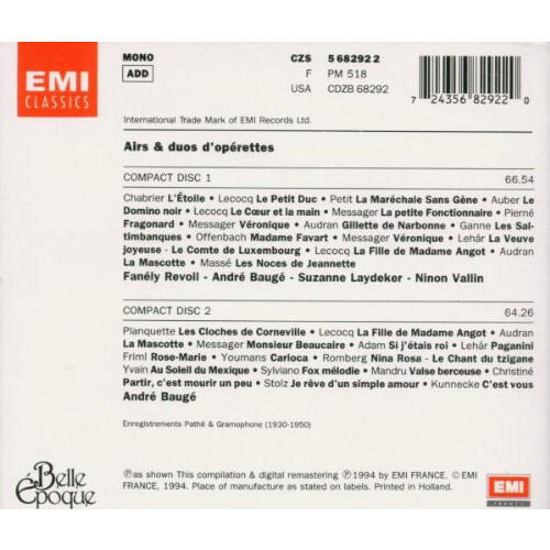 André Baugé, Ninon Vallin, Fanely Revoil : Airs & Duos d'opérettes (2xCD, Comp, Mono)