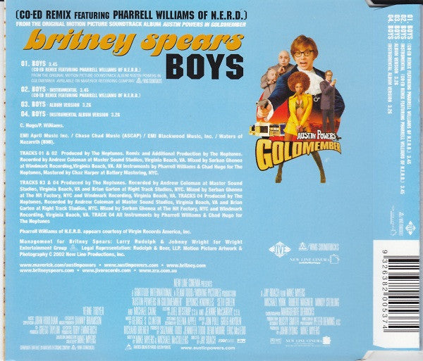 Britney Spears Featuring Pharrell Williams : Boys (Co-Ed Remix) (CD, Single)