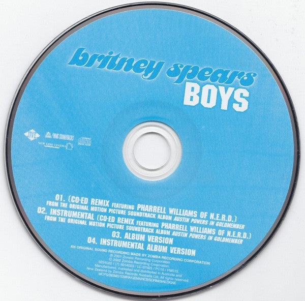 Britney Spears Featuring Pharrell Williams : Boys (Co-Ed Remix) (CD, Single)