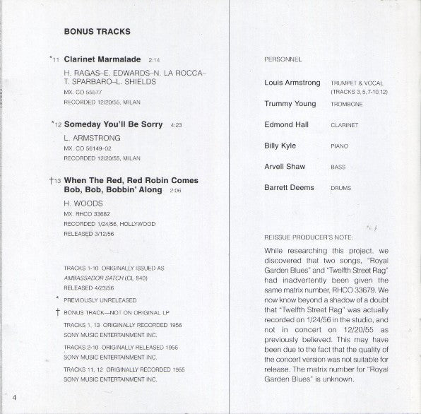 Louis Armstrong And His All-Stars : Ambassador Satch (CD, Album, RE)