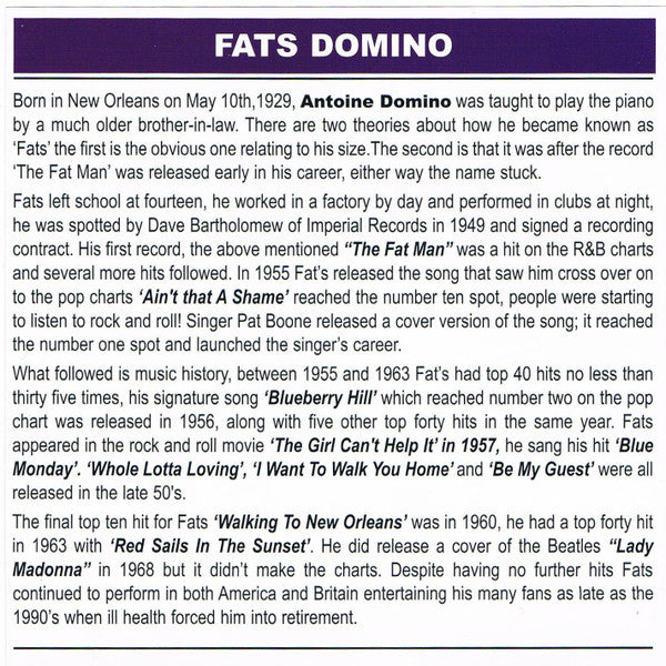 Fats Domino : Man That's All (CD, Comp, RM)