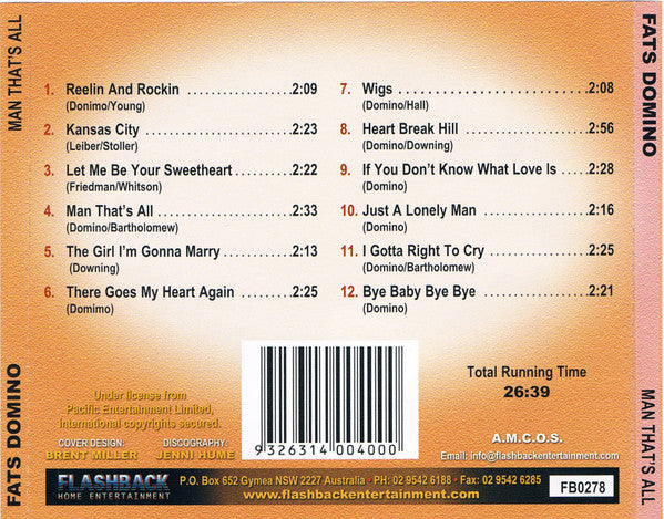 Fats Domino : Man That's All (CD, Comp, RM)