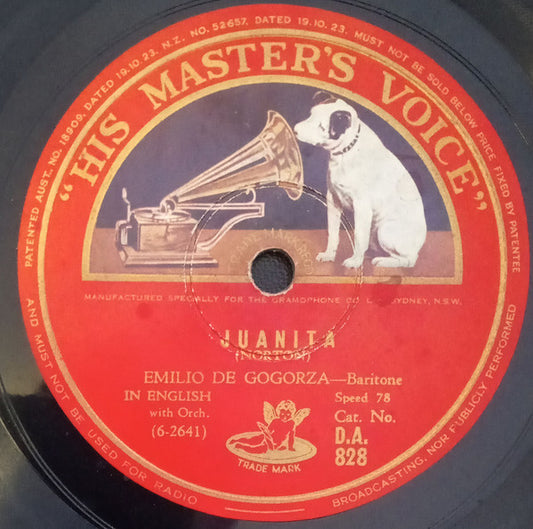 Emilio De Gogorza : Juanita / In Old Madrid (Shellac, 10")