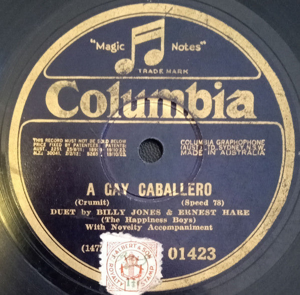 Billy Jones & Ernest Hare : A Gay Caballero / All By Yourself In The Moonlight (Shellac, 10")
