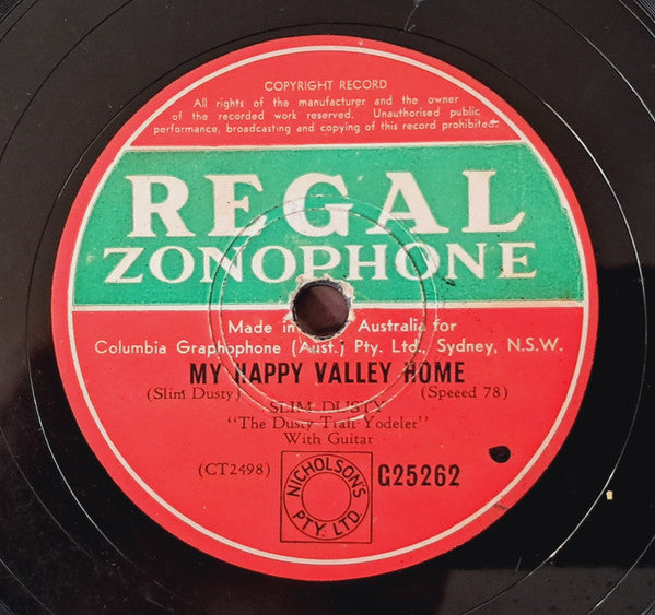 Slim Dusty : My Happy Valley Home / My Pony Whipstick (Shellac, 10")