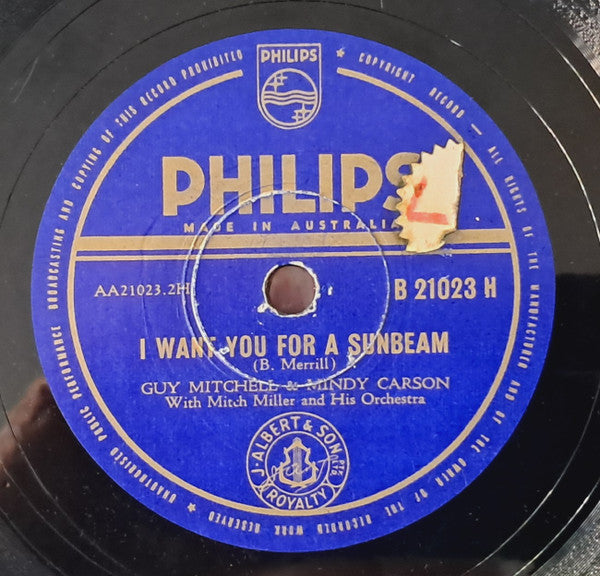Guy Mitchell, Mindy Carson, Mitch Miller & His Orchestra : I Want You For A Sunbeam / So Am I (Shellac, 10")