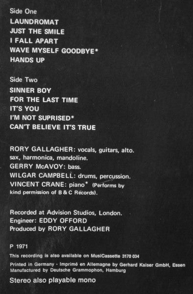 Rory Gallagher : Rory Gallagher (LP, Album)