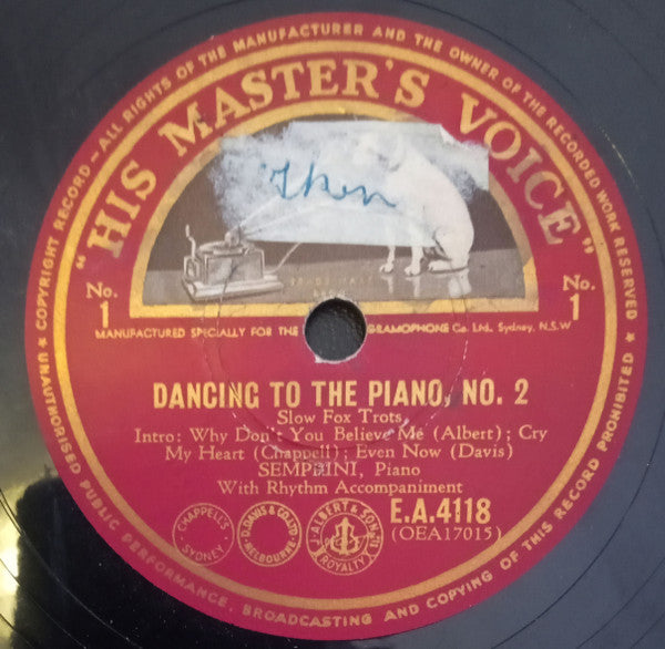 Semprini* : Dancing To The Piano, No. 2 (Shellac, 10")