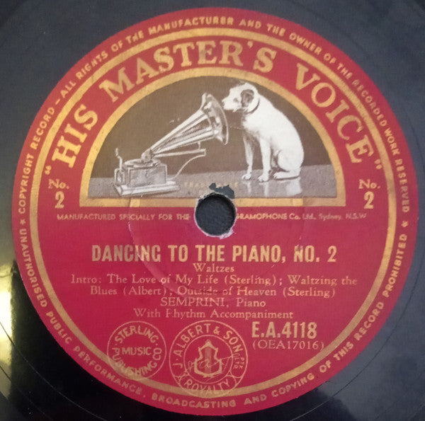 Semprini* : Dancing To The Piano, No. 2 (Shellac, 10")