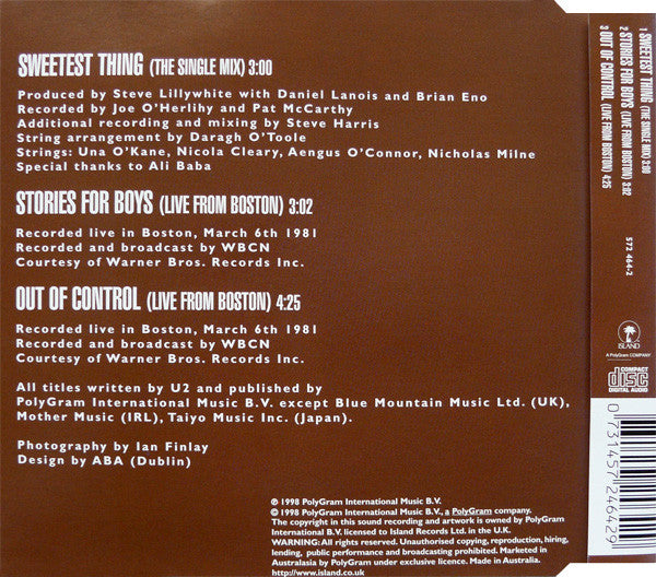 U2 : Sweetest Thing (CD, Single)