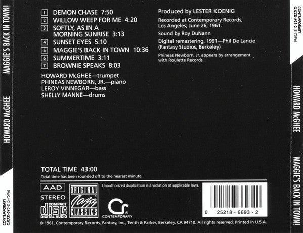 Howard McGhee : Maggie's Back In Town!! (CD, Album, RE, RM)