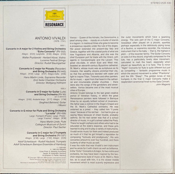 Antonio Vivaldi : Gala Concert In Venice (LP, Comp)