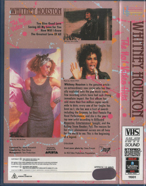 Whitney Houston : The No.1 Video Hits (VHS, Comp)