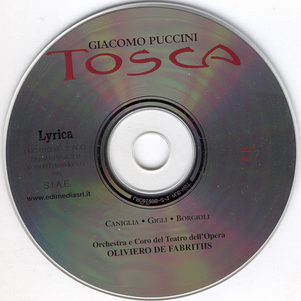 Giacomo Puccini, Orchestra* E Coro Del Teatro Dell'Opera Di Roma, Oliviero De Fabritiis : Tosca (2xCD, Album, RM)