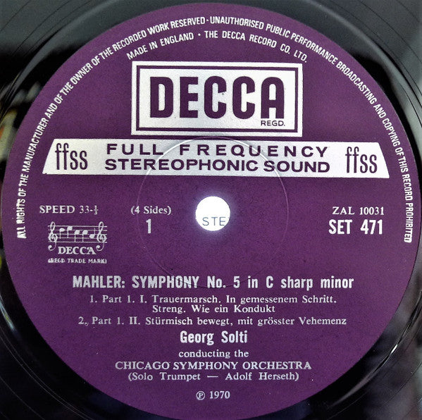 Mahler* - Chicago Symphony Orchestra, Georg Solti • Yvonne Minton : Symphony No. 5 In C# Minor / Songs From Des Knaben Wunderhorn (2xLP, RE + Box)