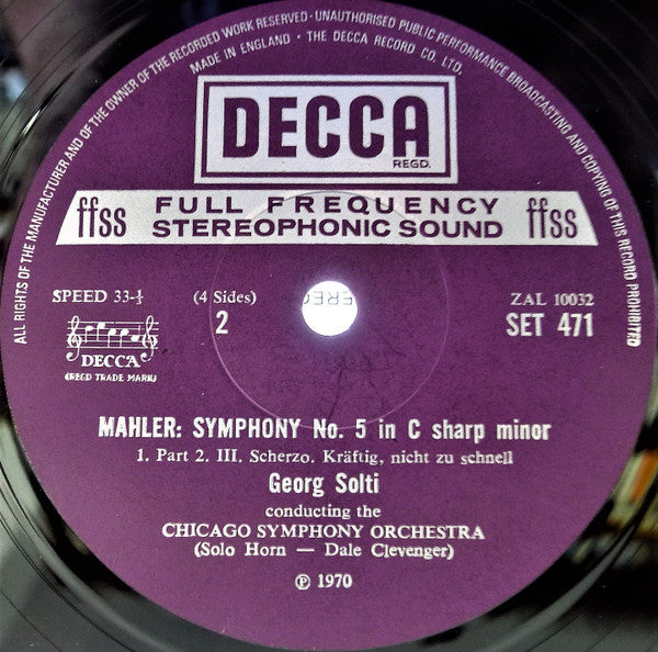 Mahler* - Chicago Symphony Orchestra, Georg Solti • Yvonne Minton : Symphony No. 5 In C# Minor / Songs From Des Knaben Wunderhorn (2xLP, RE + Box)