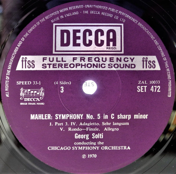Mahler* - Chicago Symphony Orchestra, Georg Solti • Yvonne Minton : Symphony No. 5 In C# Minor / Songs From Des Knaben Wunderhorn (2xLP, RE + Box)