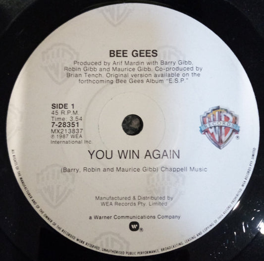 Bee Gees : You Win Again (7", Single)