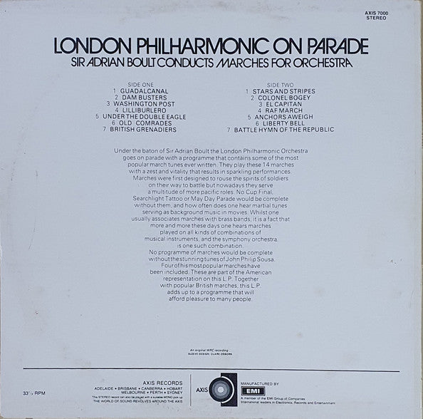 Sir Adrian Boult Conducts The London Philharmonic Orchestra : Marches For Orchestra (LP, Album)