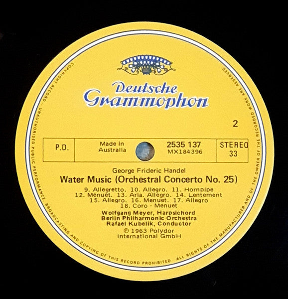 Handel* –  Berlin Philharmonic Orchestra*, Rafael Kubelik : Water Music (LP, Album, RE)