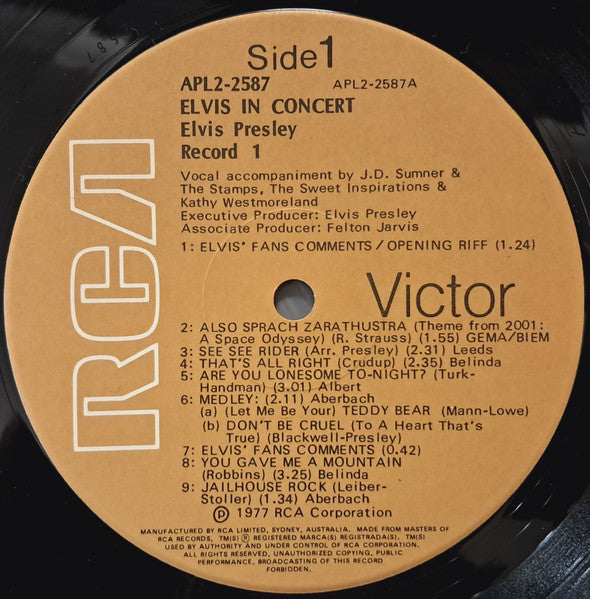 Elvis Presley : Elvis In Concert (2xLP, Gat)